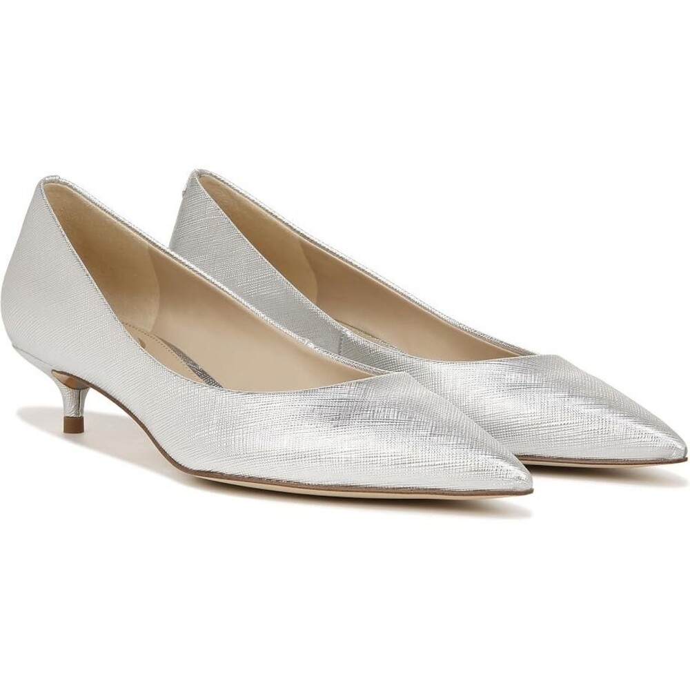 Sz 6 - SAM EDELMAN Franci Textured Silver Metallic Pumps